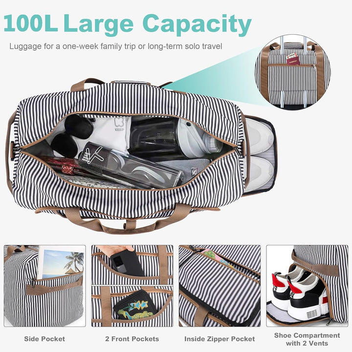Large Foldable Travel Duffel Bag with Shoe Compartment – Water-Resistant & Durable
