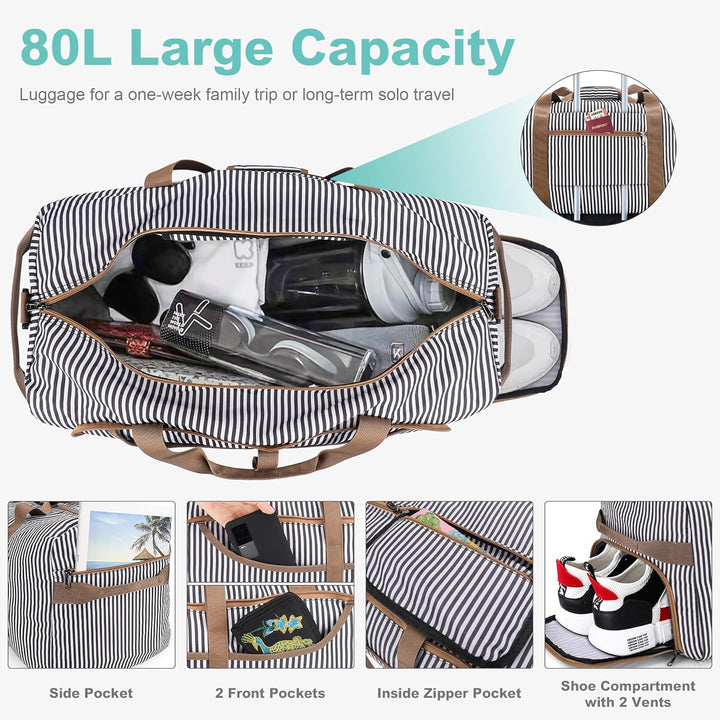 Large Foldable Travel Duffel Bag with Shoe Compartment – Water-Resistant & Durable