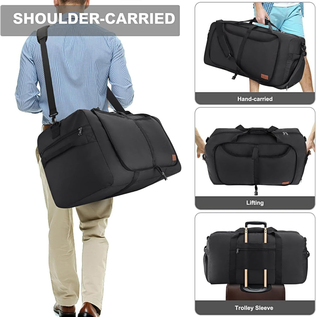 Large Foldable Travel Duffel Bag with Shoe Compartment – Water-Resistant & Durable