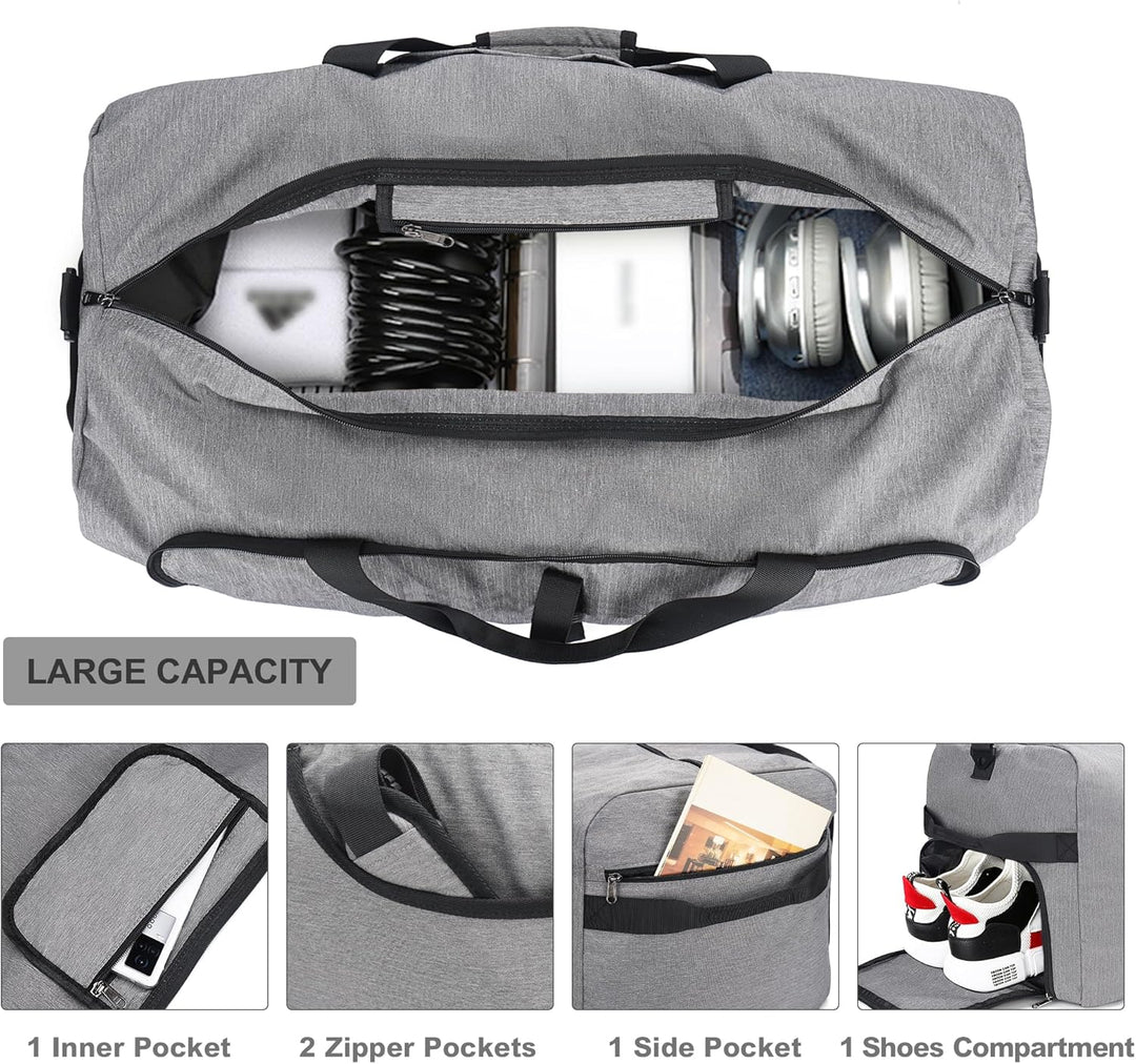 Large Foldable Travel Duffel Bag with Shoe Compartment – Water-Resistant & Durable