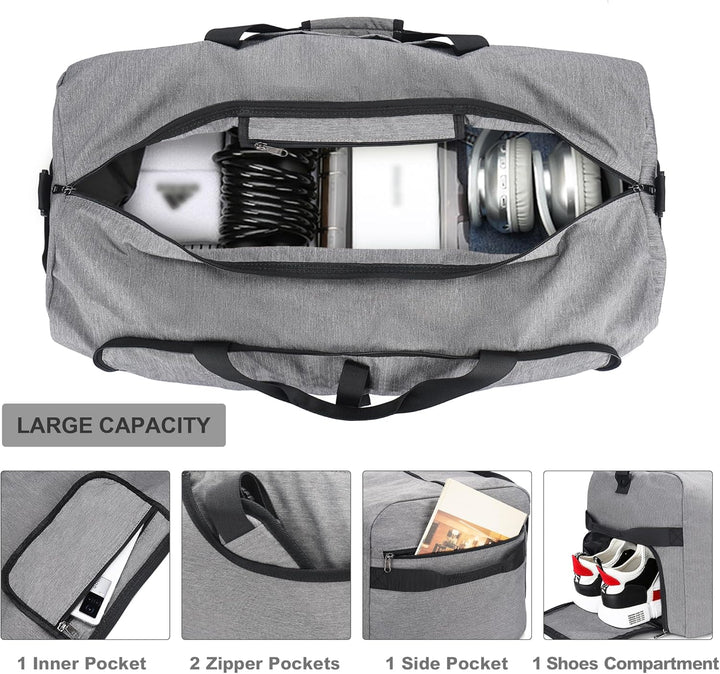 Large Foldable Travel Duffel Bag with Shoe Compartment – Water-Resistant & Durable