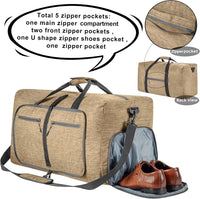 Large Foldable Travel Duffle Bag with Shoe Compartment – Waterproof & Lightweight