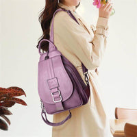Premium Water-Resistant Leather Backpack for Women