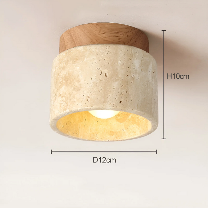 Wabi Sabi Yellow Marble Japanese Ceiling Lamp - TranquilStone-Wooden-State of Style