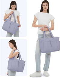 Quilted Puffer Tote with Cup Holder & Laptop Sleeve for Travel and Work