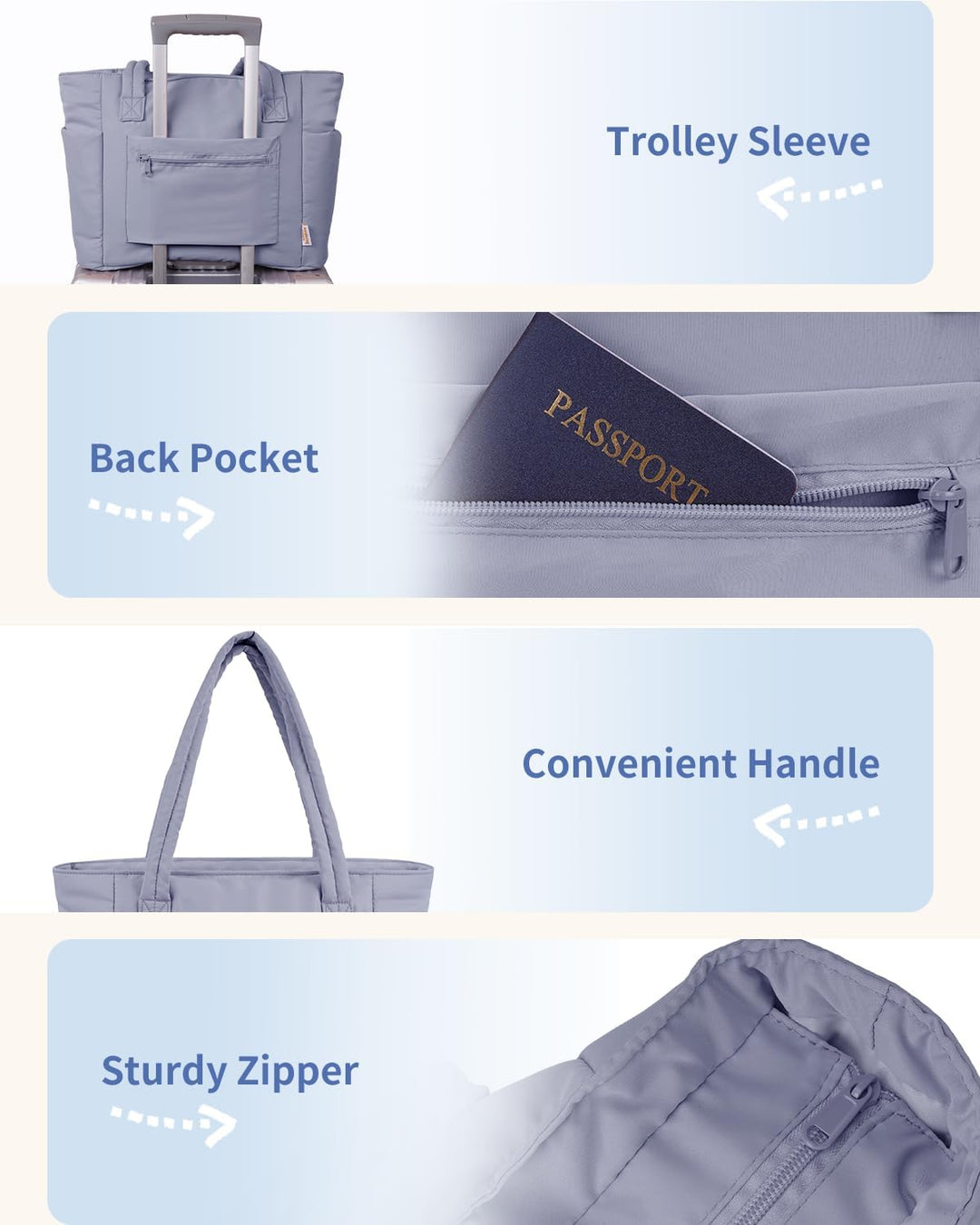 Quilted Puffer Tote with Cup Holder & Laptop Sleeve for Travel and Work
