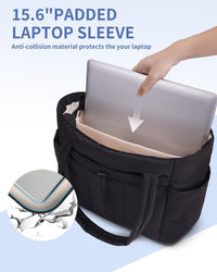 Quilted Puffer Tote with Cup Holder & Laptop Sleeve for Travel and Work