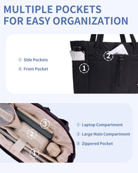 Quilted Puffer Tote with Cup Holder & Laptop Sleeve for Travel and Work