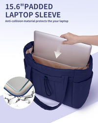 Quilted Puffer Tote with Cup Holder & Laptop Sleeve for Travel and Work