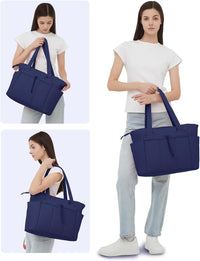 Quilted Puffer Tote with Cup Holder & Laptop Sleeve for Travel and Work
