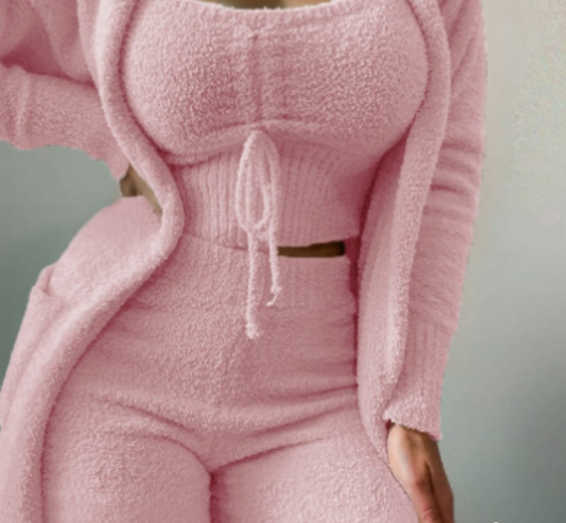 Warm 3-Piece Ladies Clothing Set - Ariana-Pink-S-State of Style
