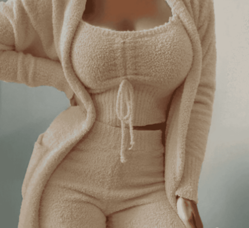 Warm 3-Piece Women's Clothing Set - Ariana-Beige-S-State of Style