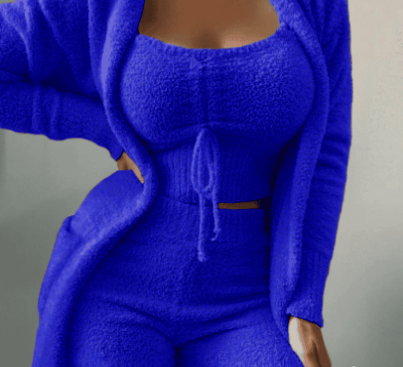 Warm 3-Piece Women's Clothing Set - Ariana-Blue-S-State of Style