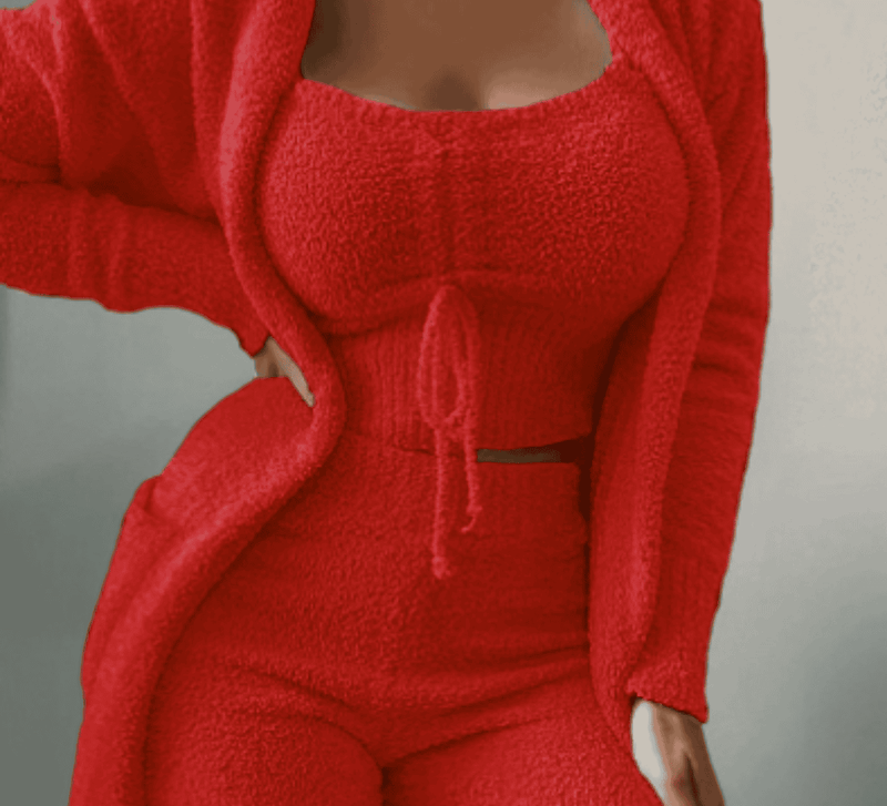 Warm 3-Piece Women's Clothing Set - Ariana-Red-S-State of Style