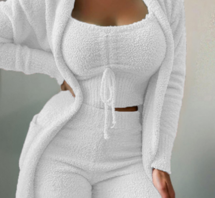 Warm 3-Piece Women's Clothing Set - Ariana-White-S-State of Style