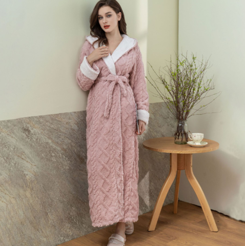Warm and Comfortable Fleece Dressing Gown for Women - Serena-Pink-M-State of Style