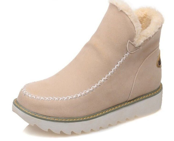 Warm and Comfortable Ladies' Fleece Boots - Olivia-Beige-3.5-State of Style