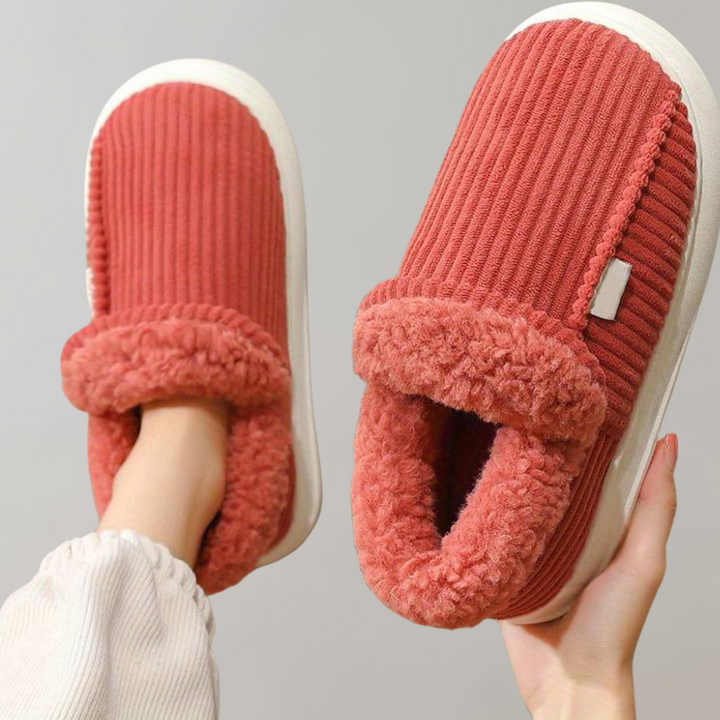Warm and Comfortable Ladies' Slippers - Livia-Red-3.5-State of Style