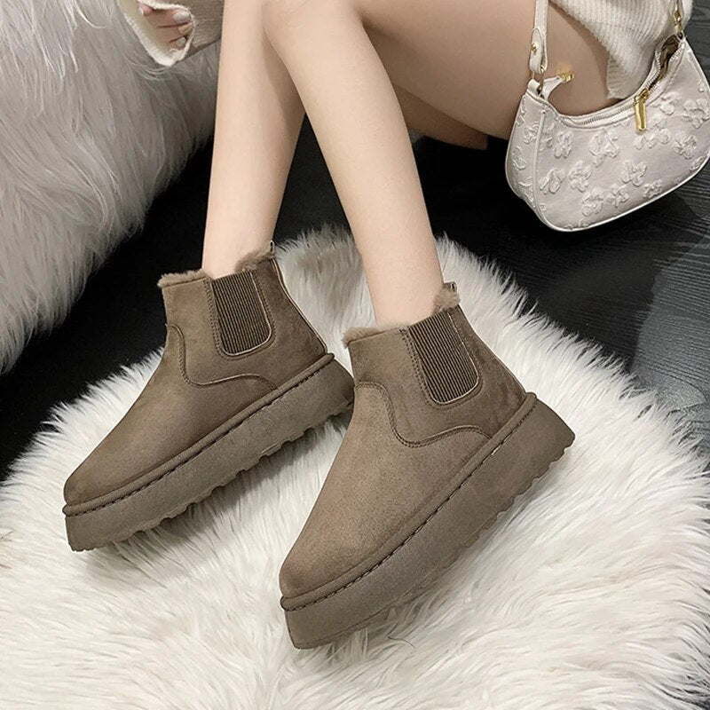 Warm and Comfortable Women's Winter Boots - FrostFlair-Brown-4-State of Style