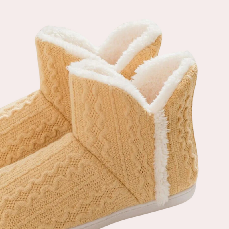 Warm and Soft Knitted Slippers for Women - Elodie-Yellow-3-State of Style