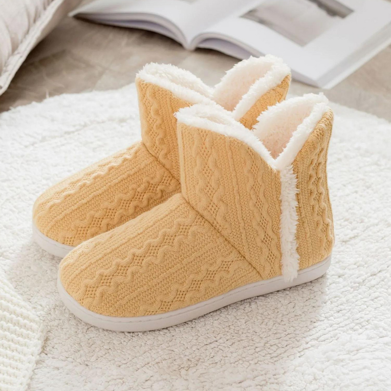 Warm and Soft Knitted Slippers for Women - Elodie-Yellow-3-State of Style