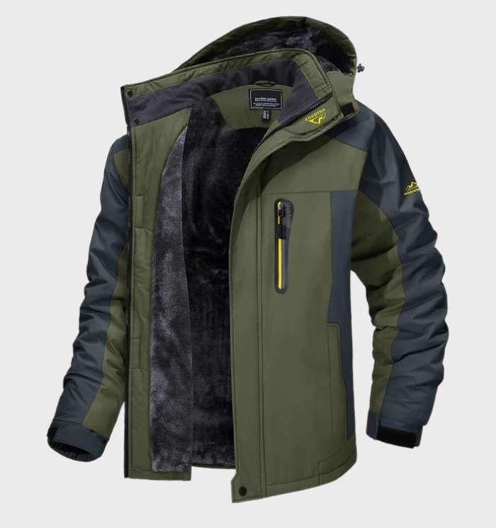 Warm and Waterproof Men's Fleece Jacket with Hood - Logan-L-Green-State of Style