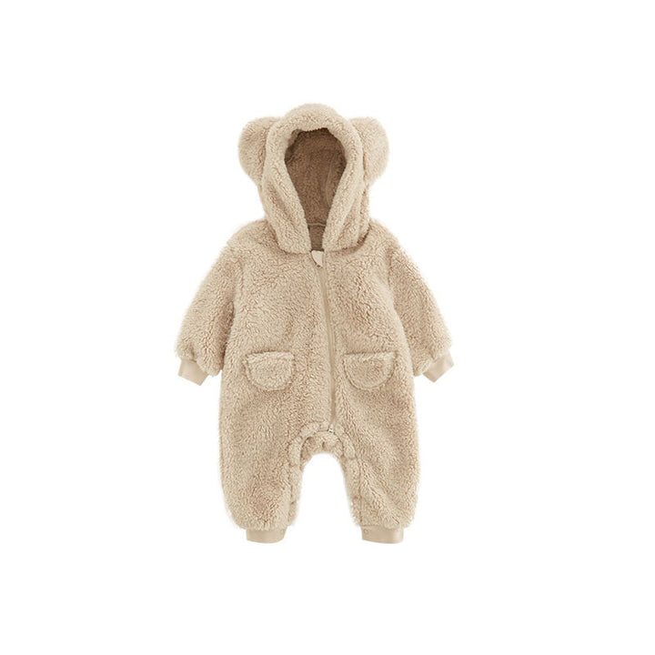 Warm Baby Fleece Romper with Animal Print-Apricot-1-3M 59-State of Style