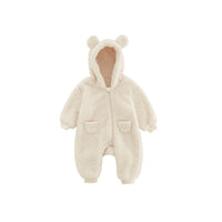 Warm Baby Fleece Romper with Animal Print-Beige-1-3M 59-State of Style