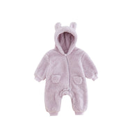 Warm Baby Fleece Romper with Animal Print-Lavender-1-3M 59-State of Style