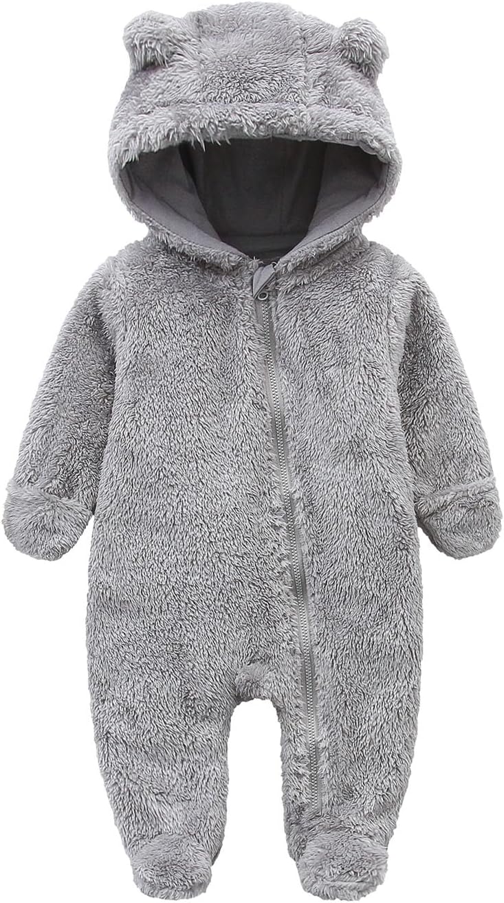 Warm Baby Romper with Hood-Footed-grey-0-3M-State of Style