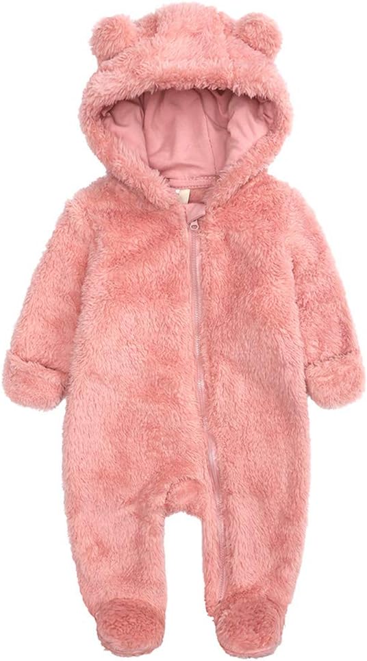 Warm Baby Romper with Hood-Footed-Pink-0-3M-State of Style