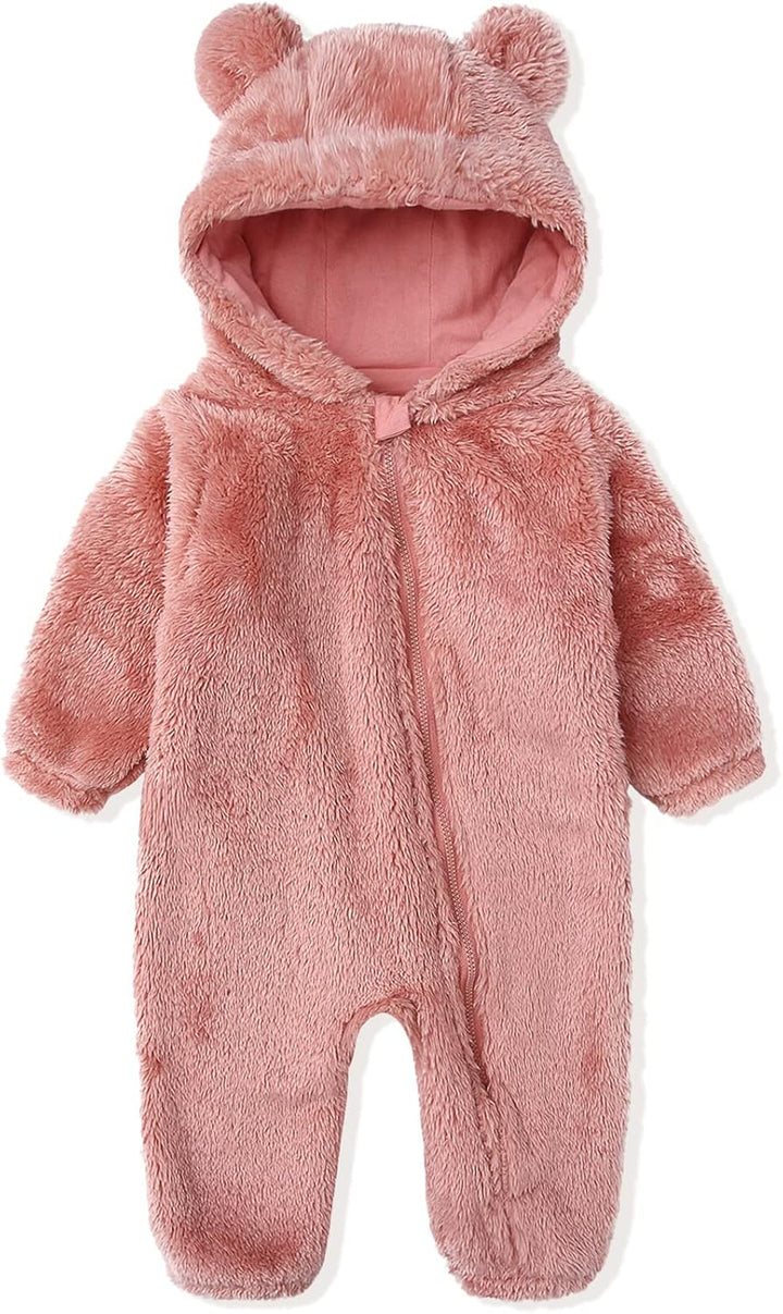 Warm Baby Romper with Hood-Footless-pink-0-3M-State of Style