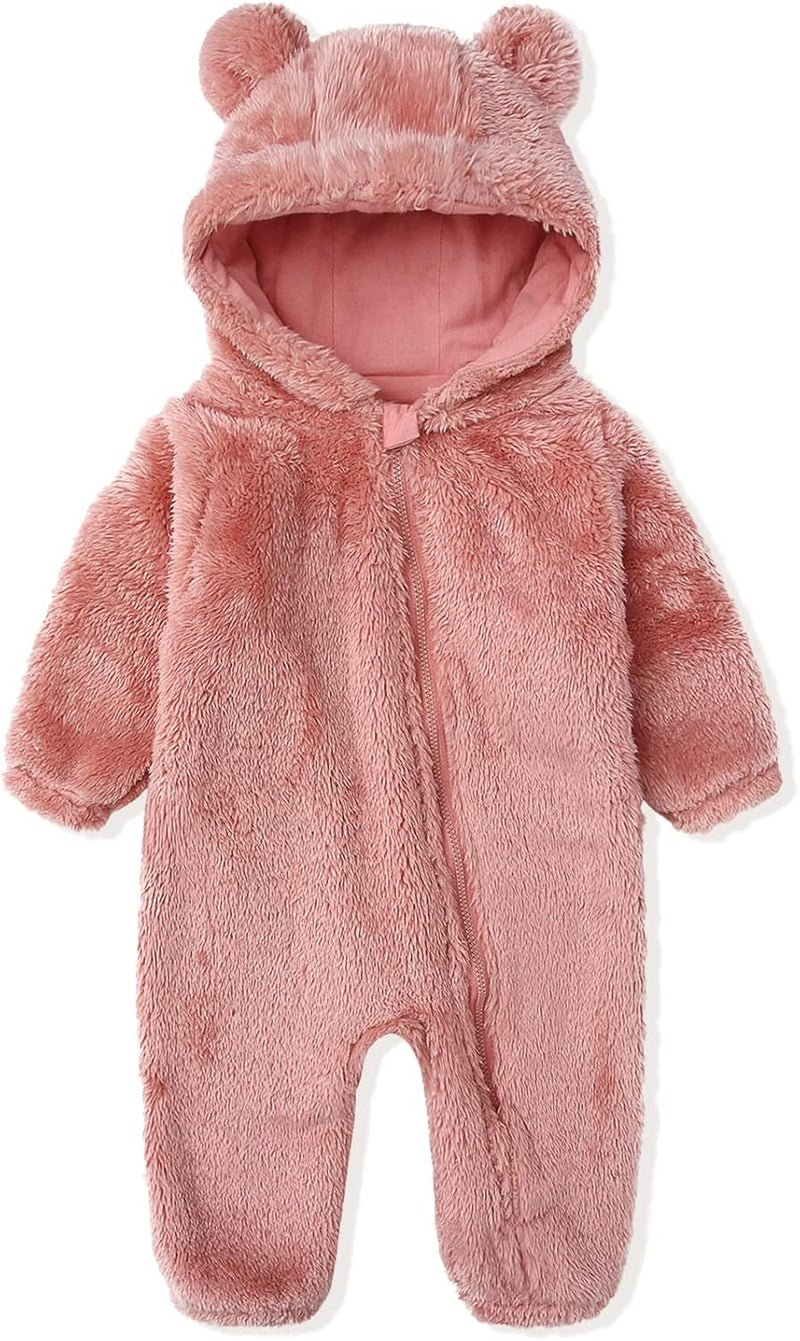 Warm Baby Romper with Hood-Footless-pink-0-3M-State of Style