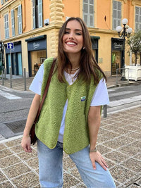 Warm & Comfortable V-neck Gilet for Women - Alina-Green-State of Style
