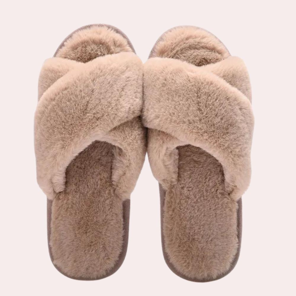 Warm Crossband Slippers for Women - Maëlle-Khaki-3-State of Style