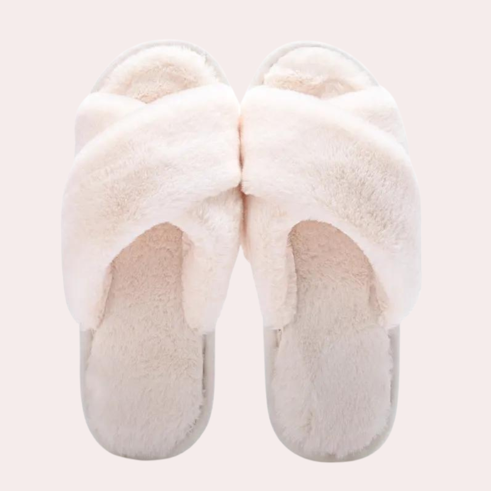 Warm Crossband Slippers for Women - Maëlle-White-3-State of Style