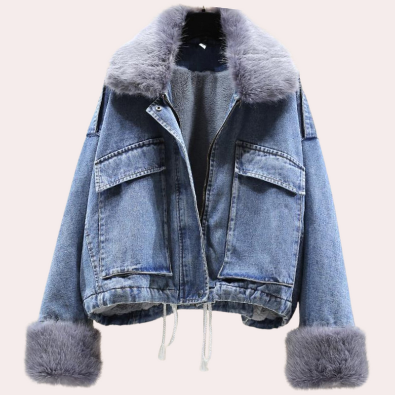 Warm Denim Winter Jacket for Women - Mira-Grey-XS-State of Style