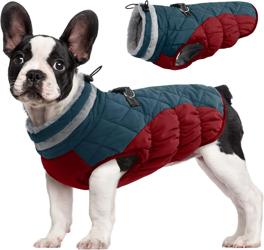 Warm Dog Winter Jacket with Built-in Harness-Dark blue-XS-State of Style