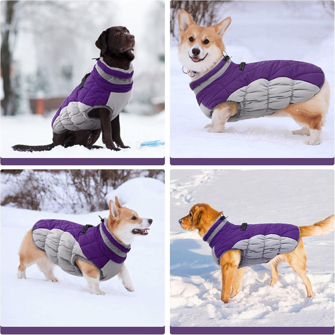 Warm Dog Winter Jacket with Built-in Harness-Red-XS-State of Style
