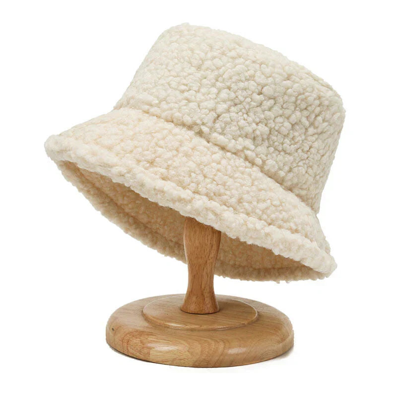Warm Fashionable Teddy Bucket Hat - Livia-White-State of Style