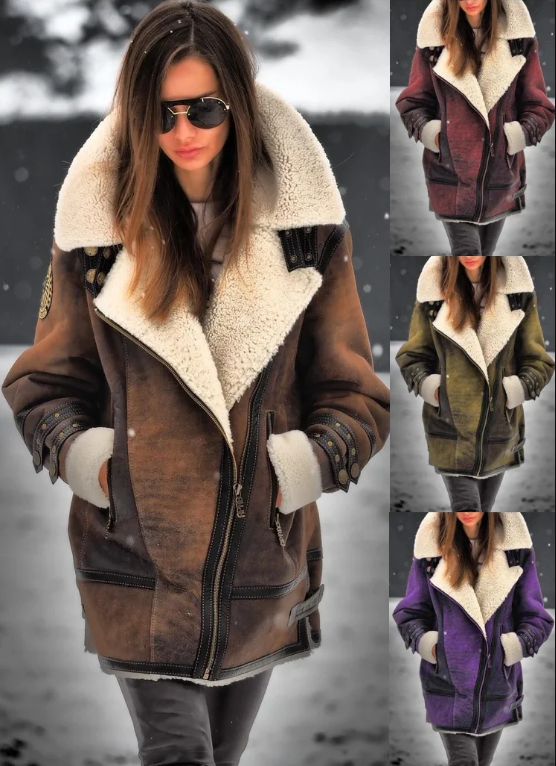 Warm Fleece Jacket for Women - Amara-Brown-S-State of Style
