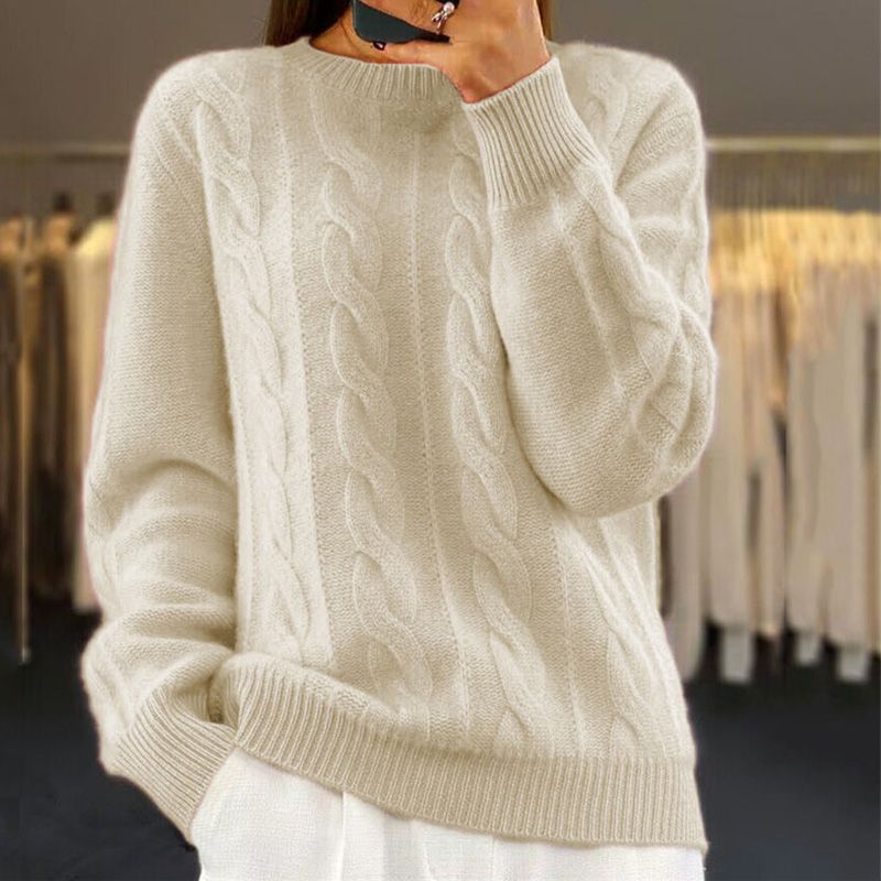 Warm Knitted Ladies Sweater - Bella-Beige-S-State of Style