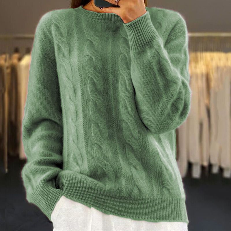 Warm Knitted Ladies Sweater - Bella-Green-S-State of Style