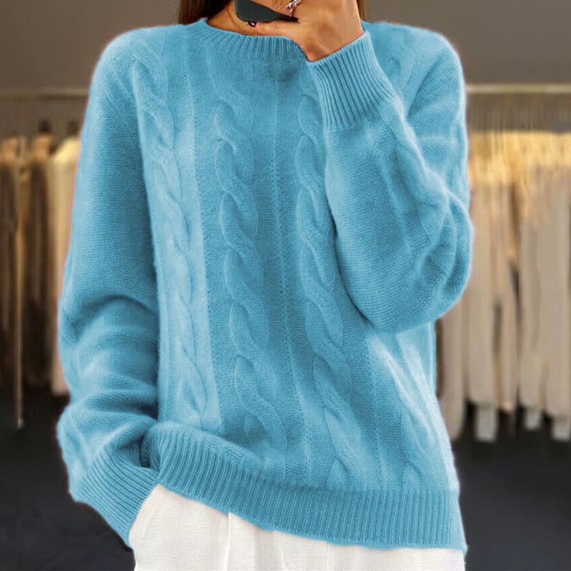 Warm Knitted Women’s Sweater - Bella-Blue-S-State of Style