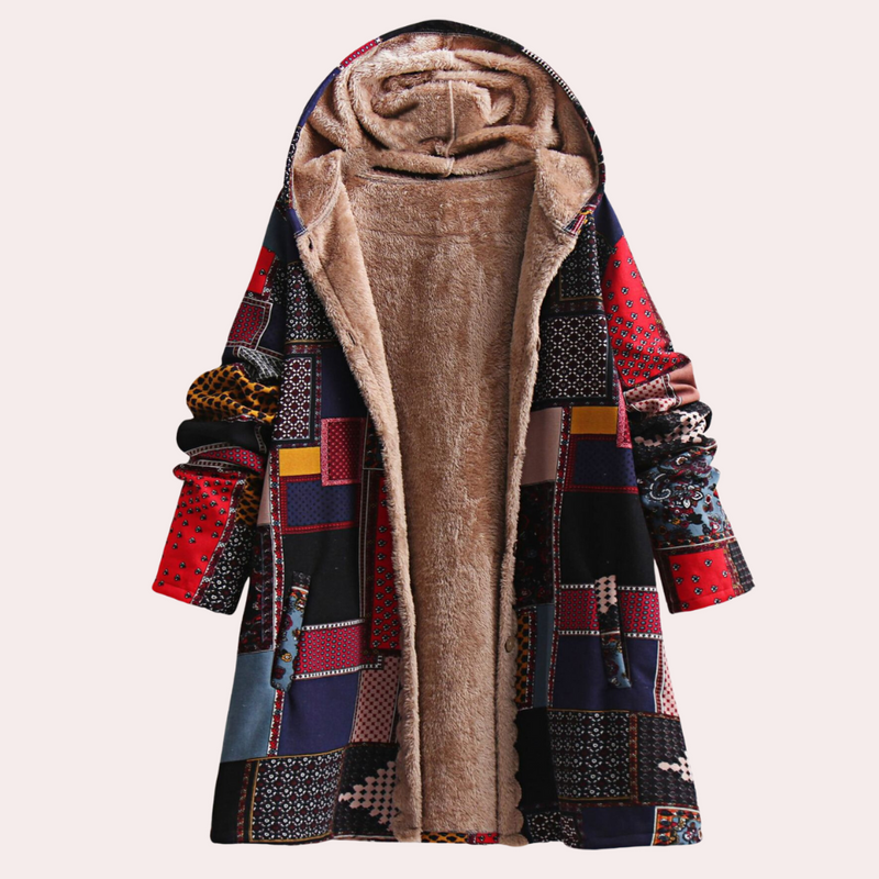 Warm Ladies' Coat with Hood - Amara-Red-XS-State of Style