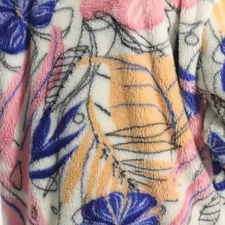 Warm Ladies' Coat with Hood and Floral Print - Elira-XS-State of Style