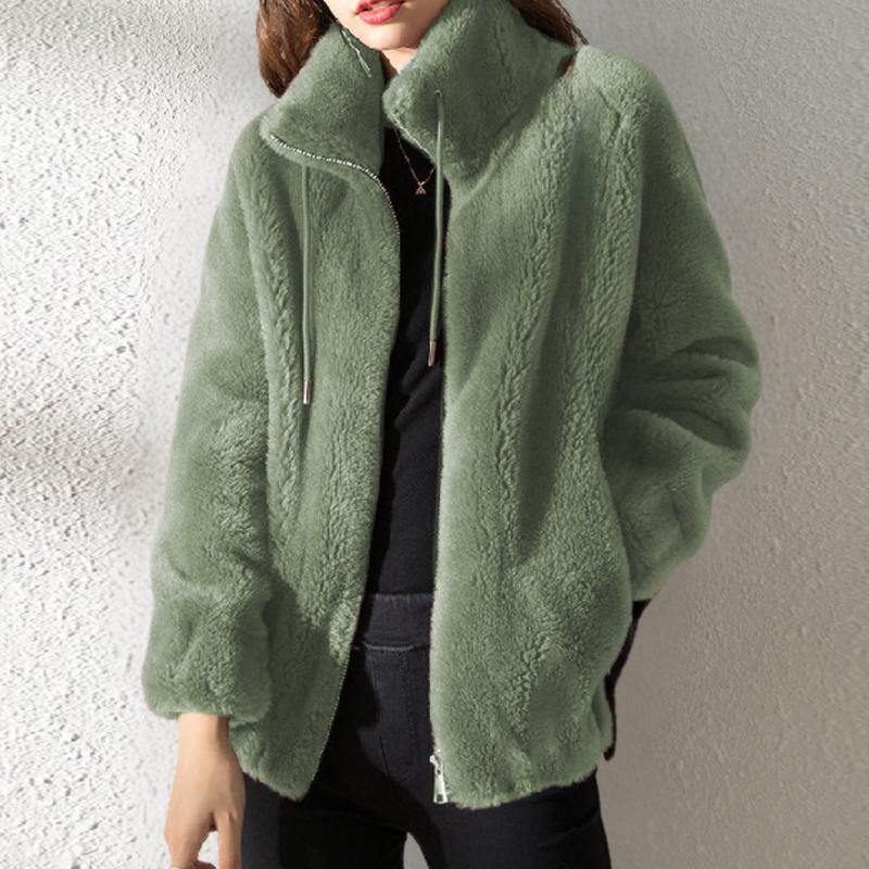 Warm Ladies' Jacket with Zip - Yara-Green-XS-State of Style
