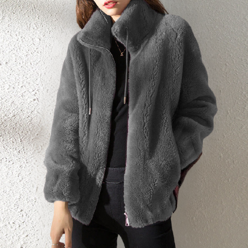 Warm Ladies' Jacket with Zip - Yara-Grey-XS-State of Style