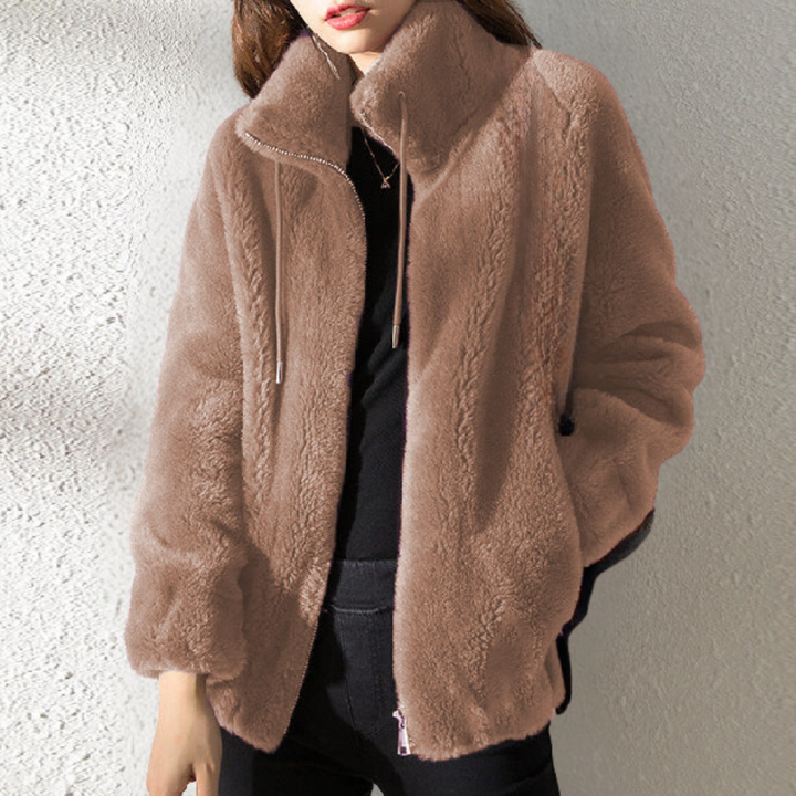 Warm Ladies' Jacket with Zip - Yara-Light brown-XS-State of Style