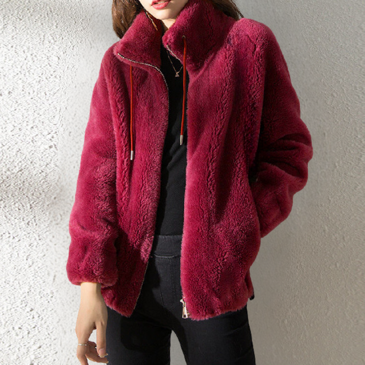 Warm Ladies' Jacket with Zip - Yara-Red-XS-State of Style